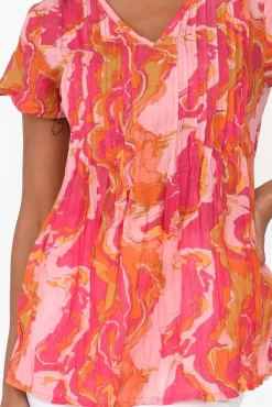Cotton Tops<One Summer Fia Pink Swirl Cotton Top