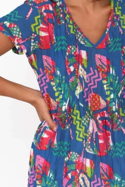 Cotton Tops<One Summer Fia Teal Leaf Cotton Top