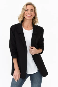 Jackets<Cali and Co Figaro Black Cotton Blazer