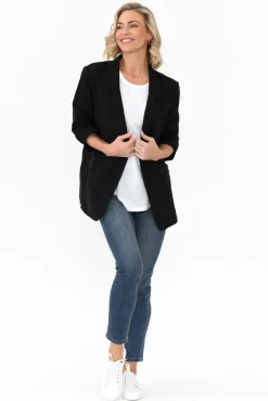 Jackets<Cali and Co Figaro Black Cotton Blazer