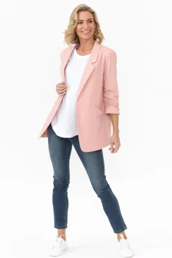 Jackets<Cali and Co Figaro Blush Cotton Blazer