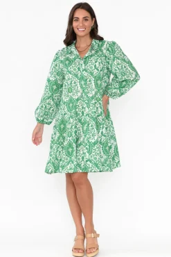 Cotton Dresses<Threadz Fitzroy Green Paisley Cotton Dress