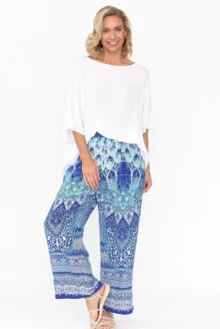 Pants<Fashion Spectrum Florence Blue Silk Wide Leg Pant