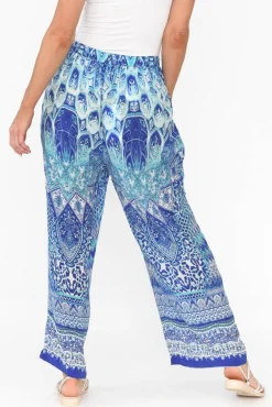 Pants<Fashion Spectrum Florence Blue Silk Wide Leg Pant