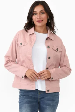 Jackets<Cali and Co Florida Blush Cotton Stretch Jacket