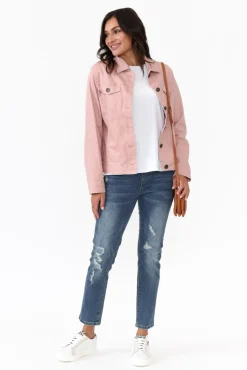 Jackets<Cali and Co Florida Blush Cotton Stretch Jacket