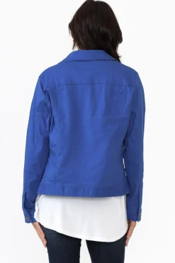 Jackets<Cali and Co Florida Cobalt Cotton Stretch Jacket