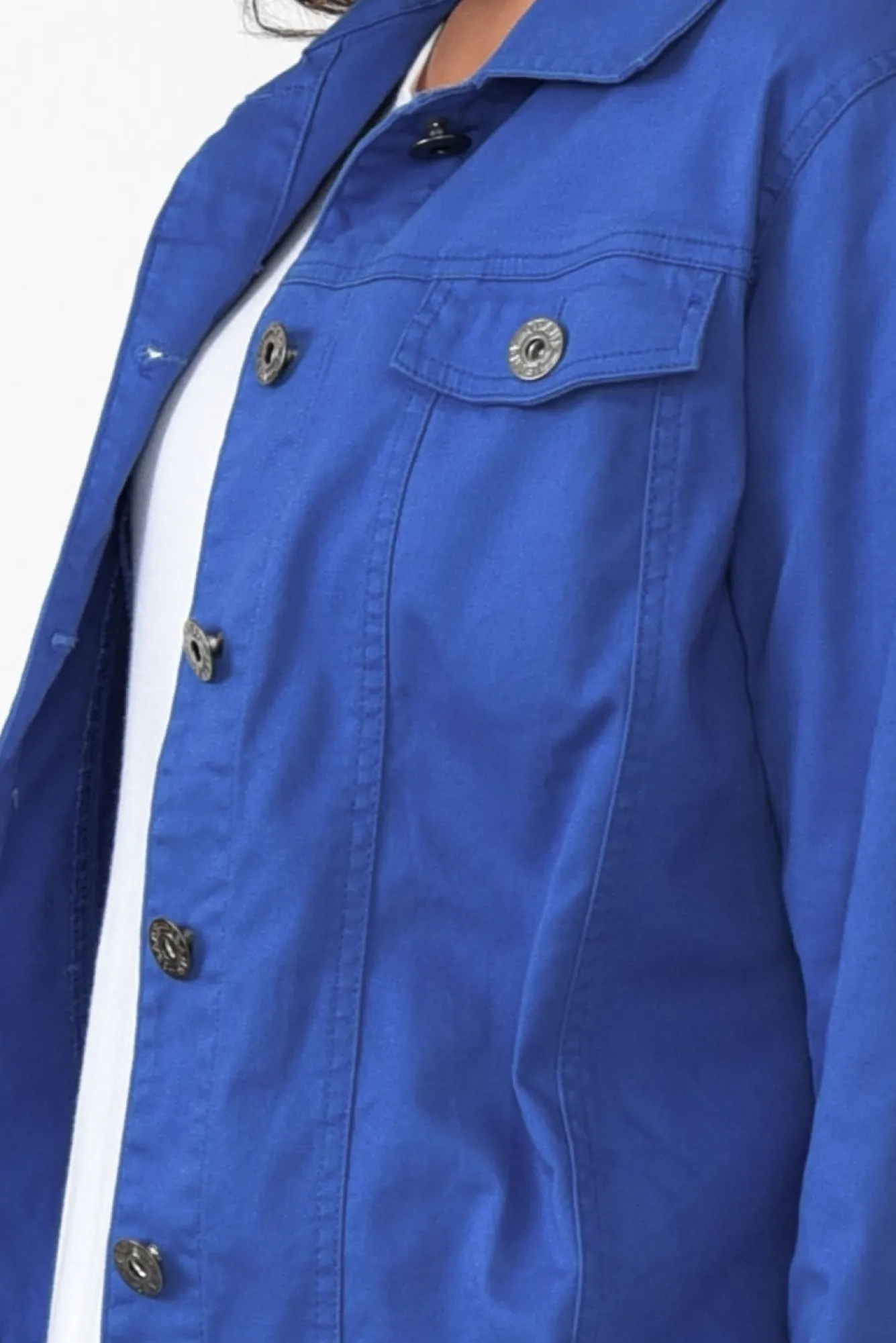 Jackets<Cali and Co Florida Cobalt Cotton Stretch Jacket