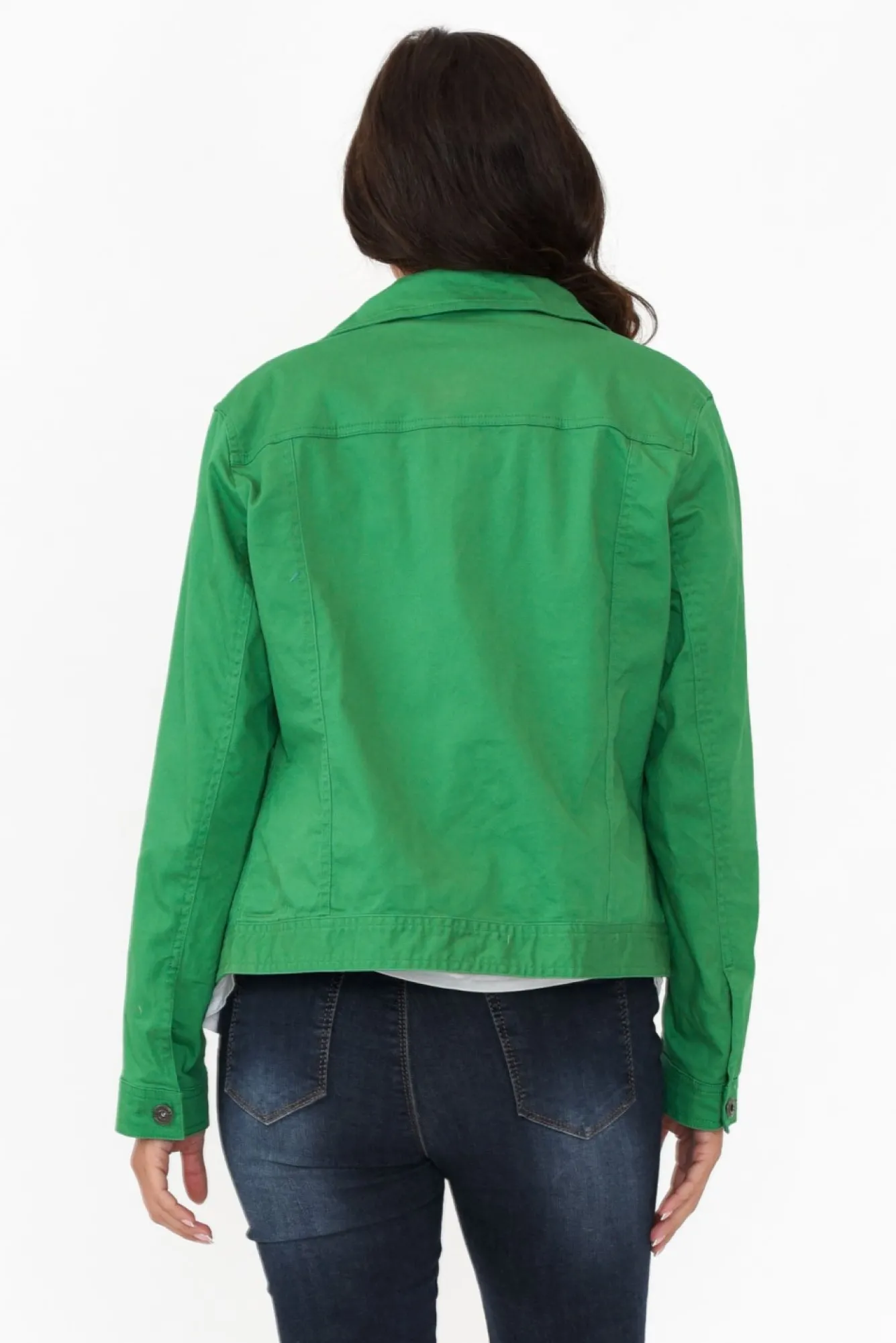 Jackets<Cali and Co Florida Green Cotton Stretch Jacket