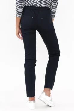 Pants<Cafe Latte Flynn Navy Cotton Blend Stretch Pant