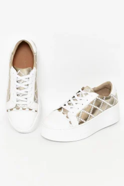 White Sneakers<Alfie and Evie Frankie Gold Leather Platform Sneaker