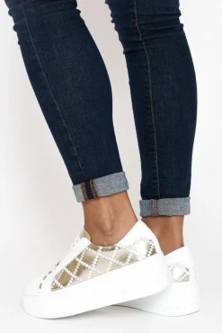 White Sneakers<Alfie and Evie Frankie Gold Leather Platform Sneaker