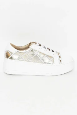 White Sneakers<Alfie and Evie Frankie Gold Leather Platform Sneaker