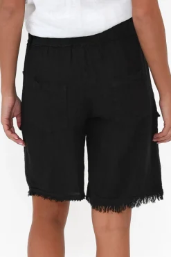Shorts<La Strada Fraser Black Linen Shorts