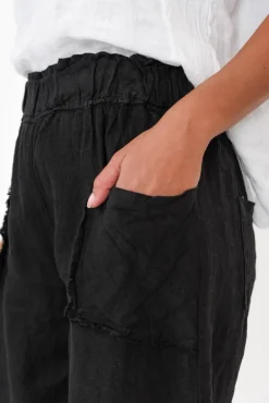 Shorts<La Strada Fraser Black Linen Shorts