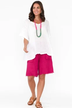 Shorts<La Strada Fraser Hot Pink Linen Shorts