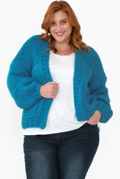 Knitwear<Paper Heart Freddie Blue Knit Pocket Cardigan