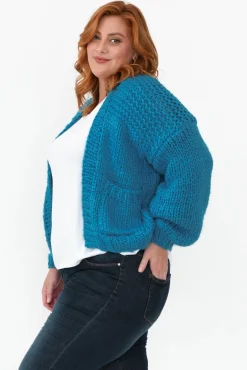 Knitwear<Paper Heart Freddie Blue Knit Pocket Cardigan