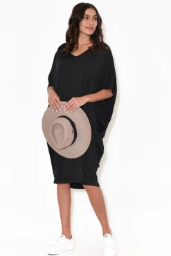 Bamboo Dresses<PQ Freya Black Bamboo Batwing Dress