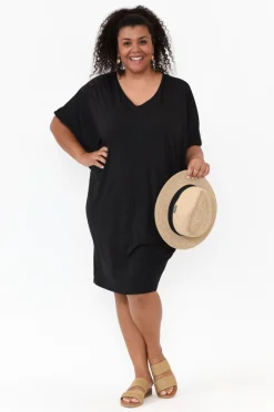 Bamboo Dresses<PQ Freya Black Bamboo Batwing Dress