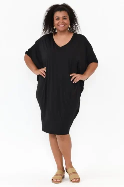 Bamboo Dresses<PQ Freya Black Bamboo Batwing Dress