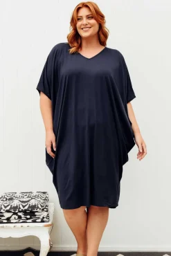 Bamboo Dresses<PQ Freya Navy Bamboo Batwing Dress