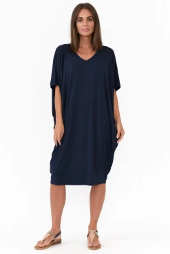Bamboo Dresses<PQ Freya Navy Bamboo Batwing Dress
