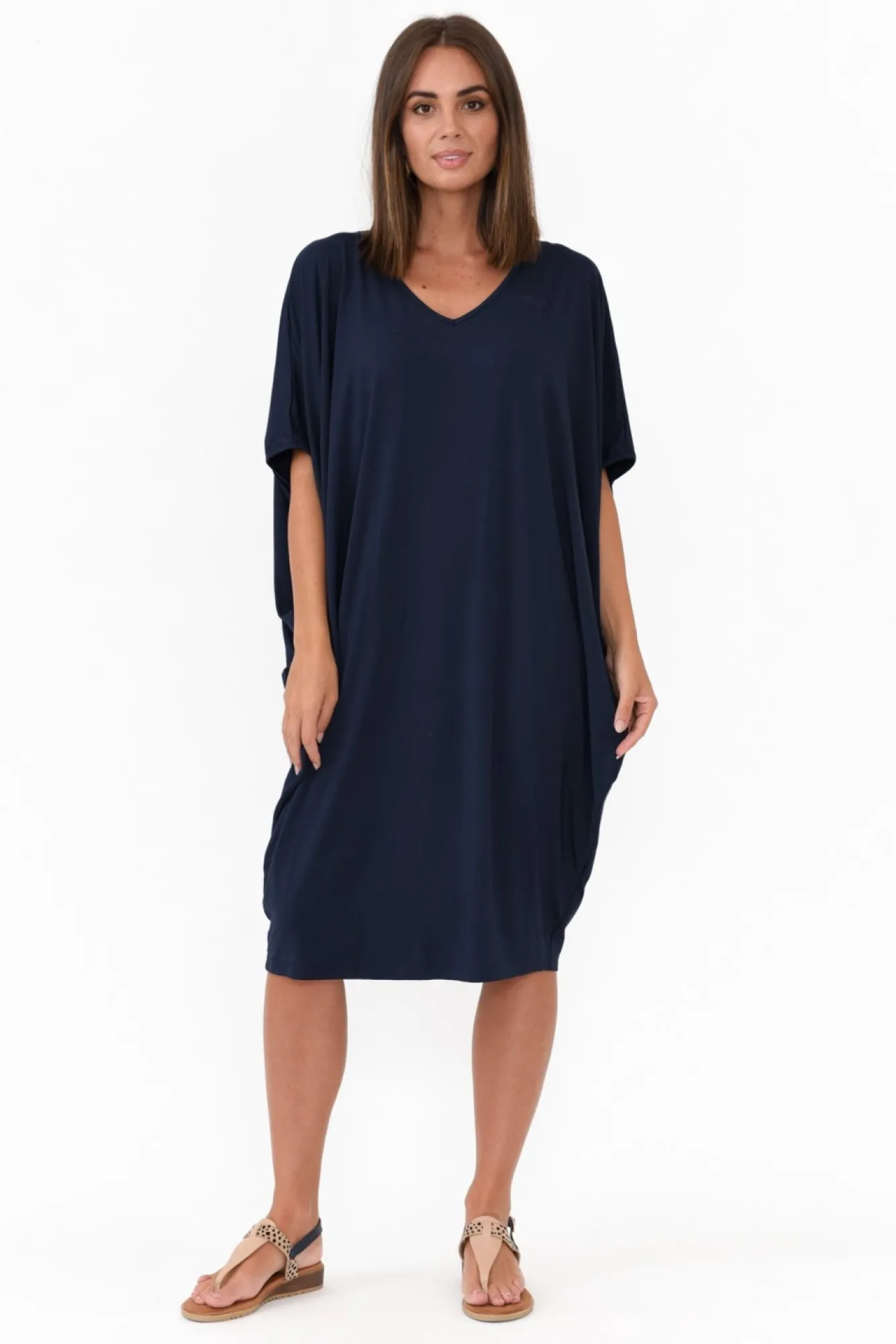 Bamboo Dresses<PQ Freya Navy Bamboo Batwing Dress
