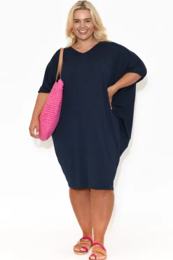 Bamboo Dresses<PQ Freya Navy Bamboo Batwing Dress