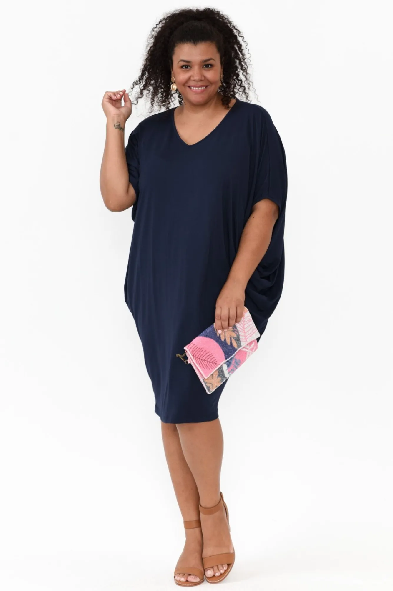 Bamboo Dresses<PQ Freya Navy Bamboo Batwing Dress