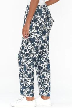 Pants<Cali and Co Fritz Navy Floral Linen Pant