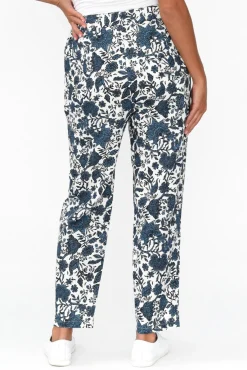 Pants<Cali and Co Fritz Navy Floral Linen Pant