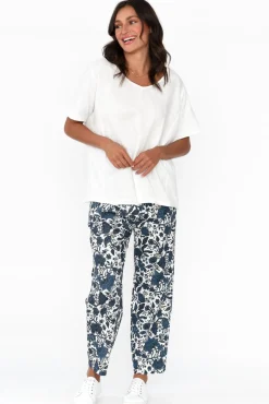 Pants<Cali and Co Fritz Navy Floral Linen Pant