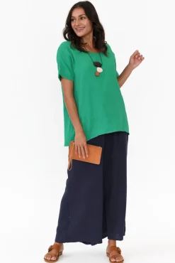 Pants<Cali and Co Gabby Navy Cotton Wide Leg Pant