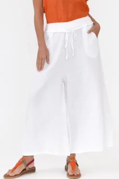 Pants<Cali and Co Gabby White Cotton Wide Leg Pant