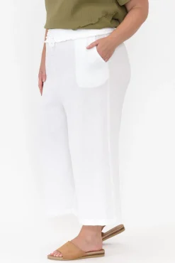 Pants<Cali and Co Gabby White Cotton Wide Leg Pant