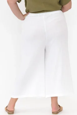 Pants<Cali and Co Gabby White Cotton Wide Leg Pant