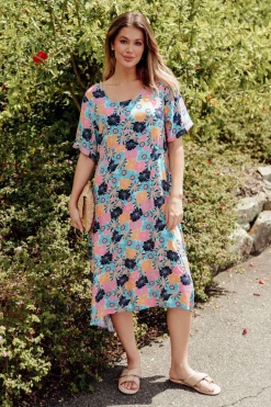 Below Knee Dresses<Slate the Label Geneva Navy Floral Dress
