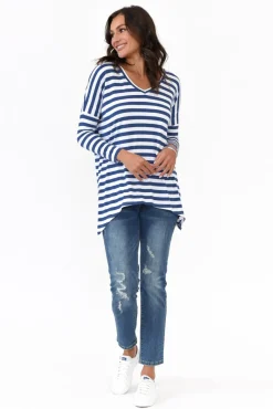 Sleeved Tops<Betty Basics Geneva Navy Stripe Oversized Top