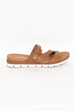 Slides<Isabella Shoes Gertie Tan Leather Buckle Slide