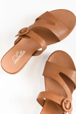 Slides<Isabella Shoes Gertie Tan Leather Buckle Slide