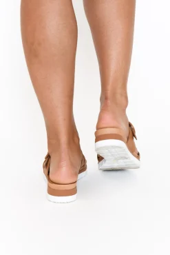 Slides<Isabella Shoes Gertie Tan Leather Buckle Slide