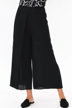 Pants<Willow Tree Gianna Black Linen Wide Leg Pant