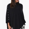 Ponchos<Tirelli Gisele Black Button Up Poncho