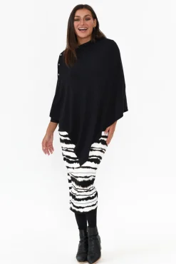 Ponchos<Tirelli Gisele Black Button Up Poncho