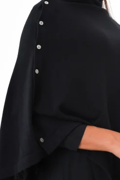 Ponchos<Tirelli Gisele Black Button Up Poncho