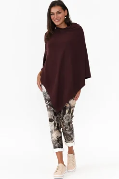 Ponchos<Tirelli Gisele Brown Button Up Poncho