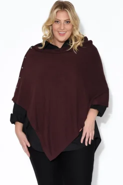 Ponchos<Tirelli Gisele Brown Button Up Poncho