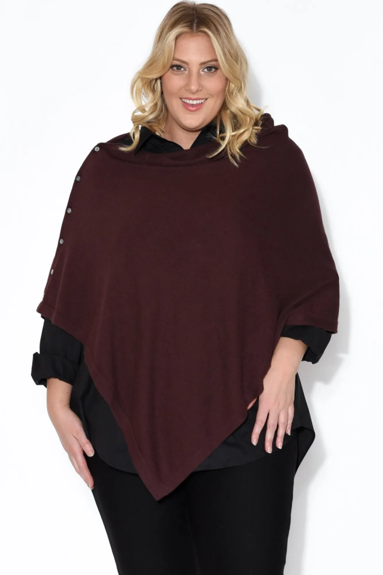 Ponchos<Tirelli Gisele Brown Button Up Poncho
