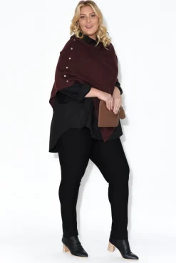 Ponchos<Tirelli Gisele Brown Button Up Poncho